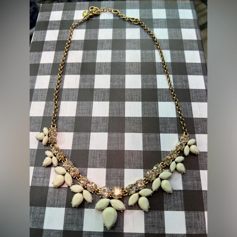 J. Crew Off White & Champagne Glass Stone Statement Necklace in Gold